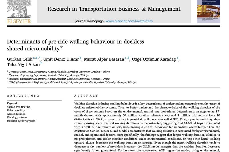 Research in Transportation Business & Management'te Makalemiz Yayımlandı - 2026.09.07